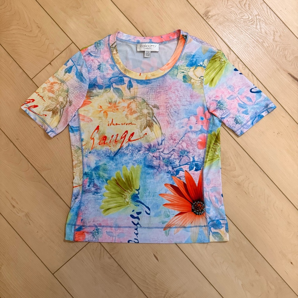 Y2K Concept Conrad C Graphic Floral Mesh Tee